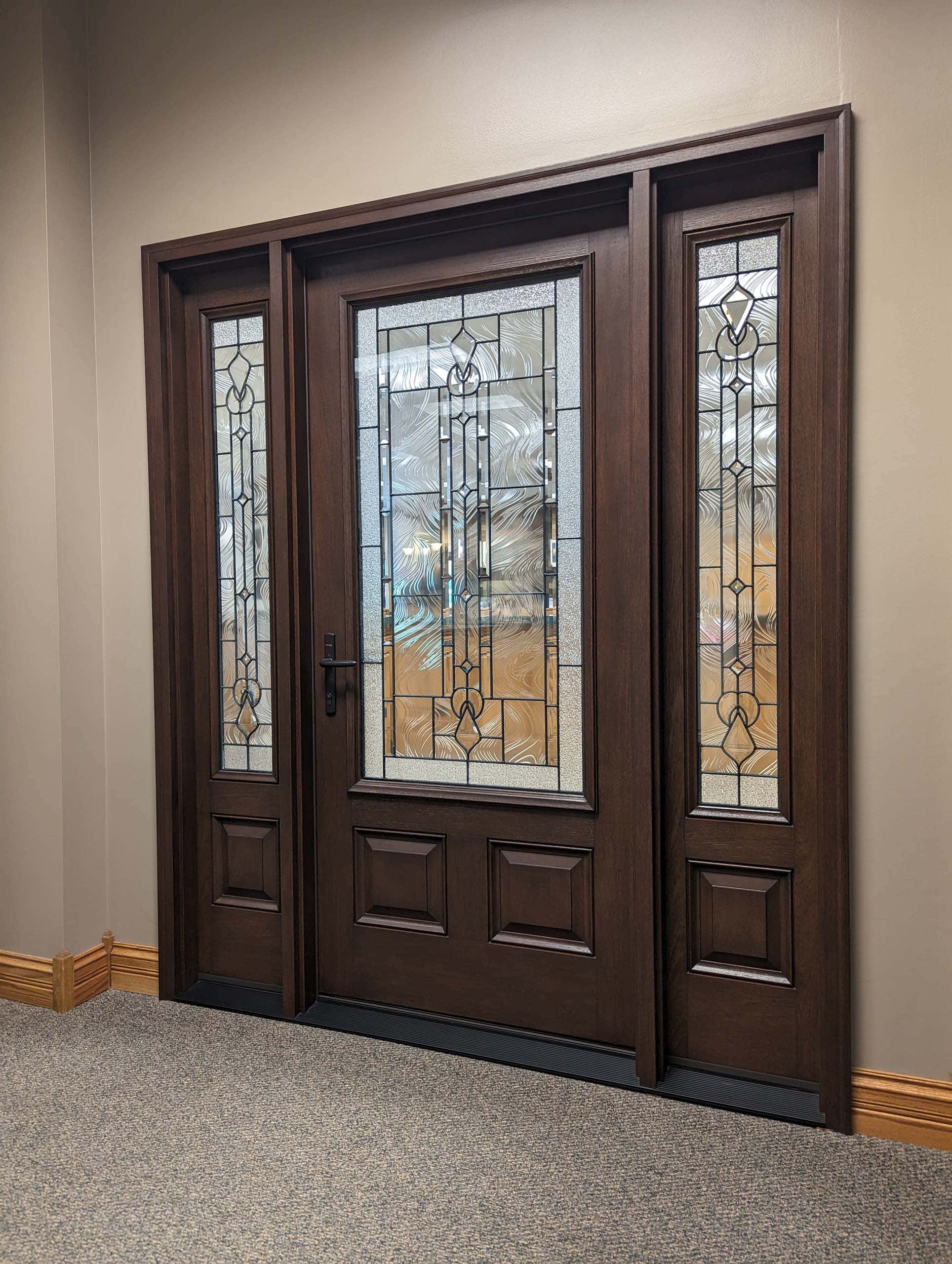 Double door with large translucent windows